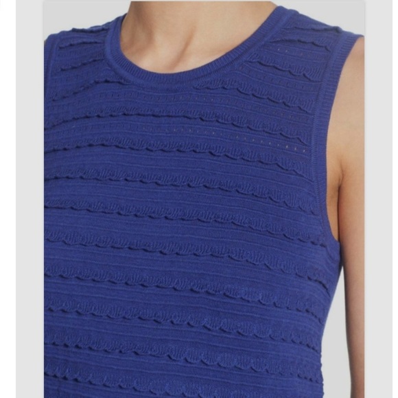 Nic+Zoe Women’s Blue Crew-Neck Sleeveless Scalloped Sheath Dress Size L NWT - Picture 2 of 8